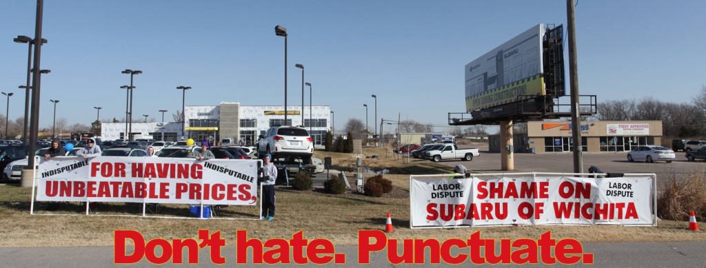 Kansas Subaru Dealership Counter Banner Comma