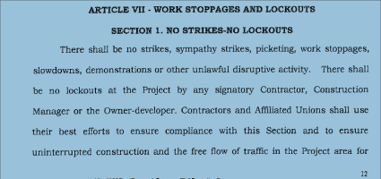 No Strike Provision in WTC Tower 4
